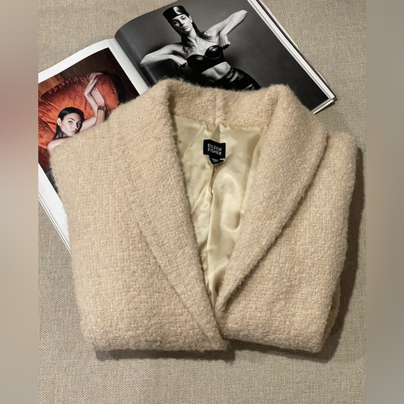 Eileen Fisher Boucle Lined Wool Jacket / Blazer In Cream/Ivory Size M - Picture 15 of 15